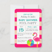 Pink Flamingo Kinderdusche Einladung (Vorderseite)