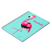 Pink Flamingo Kunst Aquamarin Notizblock (Linke Seite)