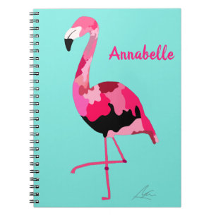 Pink Flamingo Kunst Aquamarin Notizblock