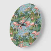 Pink Flamingo Lagoon Paint by Number Große Wanduhr (Winkel)