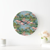 Pink Flamingo Lagoon Paint by Number Große Wanduhr (Zuhause)