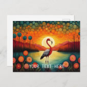 Pink Flamingo Lake Sunset Colorful Floral Postkarte (Vorne/Hinten)