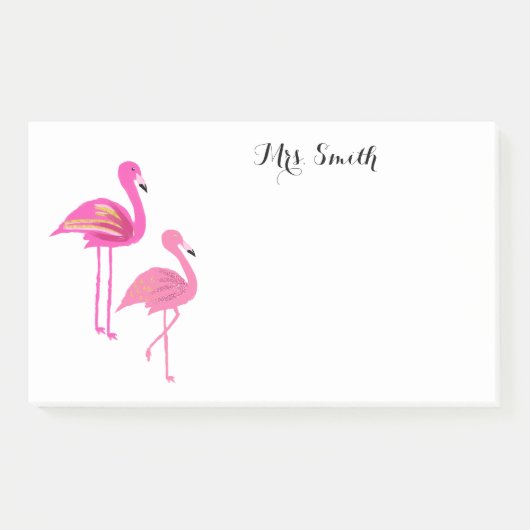 Pink Flamingo Lehrer notiert Postit Notes Post-it Klebezettel (Vorderseite)
