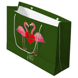 Pink Flamingo Liebe Design - Geschenktasche - Groß Große Geschenktüte