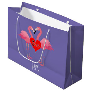 Pink Flamingo Liebe Design - Geschenktasche - Groß Große Geschenktüte