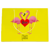 Pink Flamingo Liebe Design - Geschenktasche - Groß Große Geschenktüte (Vorderseite)