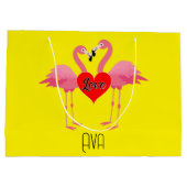 Pink Flamingo Liebe Design - Geschenktasche - Groß Große Geschenktüte (Rückseite)