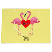 Pink Flamingo Liebe Design - Geschenktasche - Groß Große Geschenktüte (Vorderseite)