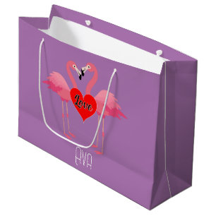 Pink Flamingo Liebe Design - Geschenktasche - Groß Große Geschenktüte