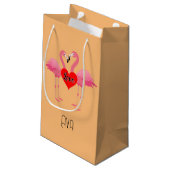 Pink Flamingo Liebe Design - Geschenktasche - Klei Kleine Geschenktüte (Rückseite Schrägansicht)