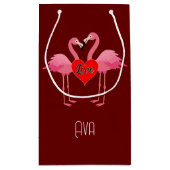 Pink Flamingo Liebe Design - Geschenktasche - Klei Kleine Geschenktüte (Rückseite)