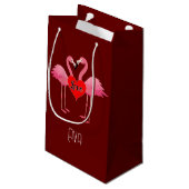 Pink Flamingo Liebe Design - Geschenktasche - Klei Kleine Geschenktüte (Rückseite Schrägansicht)