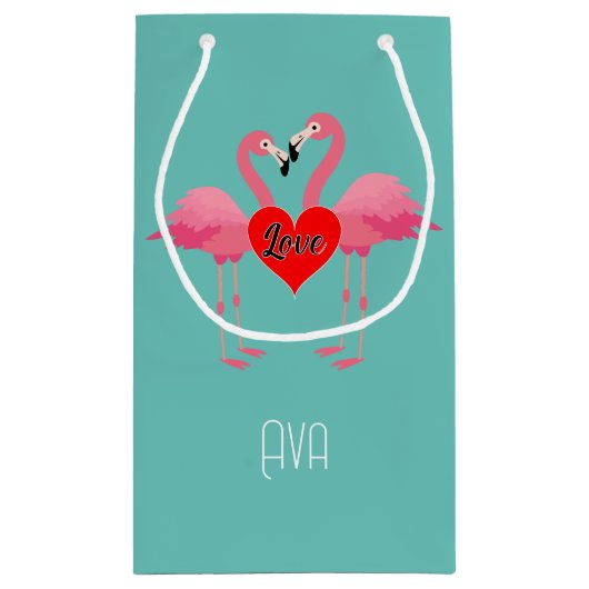 Pink Flamingo Liebe Design - Geschenktasche - Klei Kleine Geschenktüte (Rückseite)