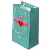 Pink Flamingo Liebe Design - Geschenktasche - Klei Kleine Geschenktüte (Rückseite Schrägansicht)