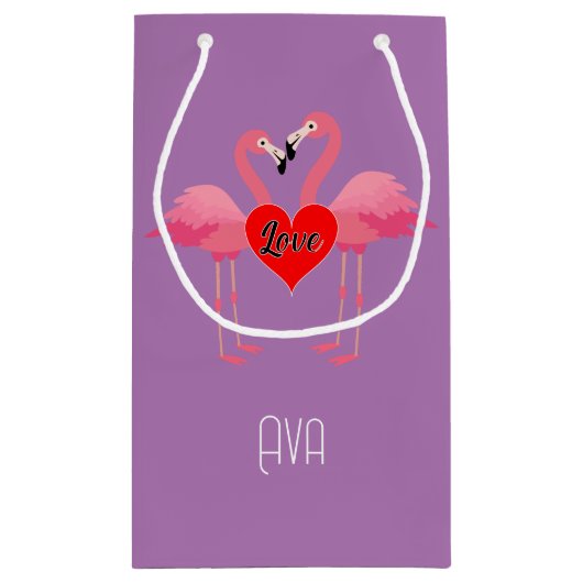 Pink Flamingo Liebe Design - Geschenktasche - Klei Kleine Geschenktüte (Rückseite)