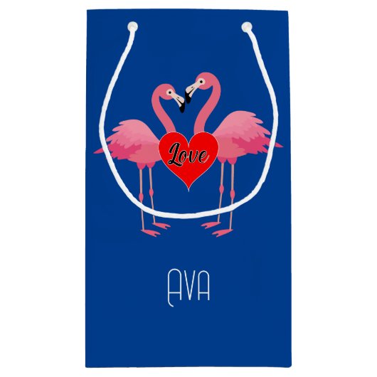 Pink Flamingo Liebe Design - Geschenktasche - Klei Kleine Geschenktüte (Rückseite)