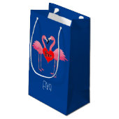 Pink Flamingo Liebe Design - Geschenktasche - Klei Kleine Geschenktüte (Rückseite Schrägansicht)