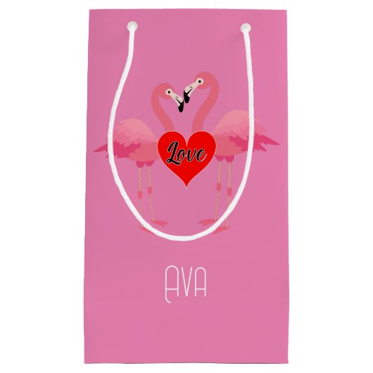 Pink Flamingo Liebe Design - Geschenktasche - Klei Kleine Geschenktüte (Vorderseite)