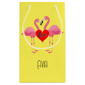 Pink Flamingo Liebe Design - Geschenktasche - Klei Kleine Geschenktüte (Rückseite)