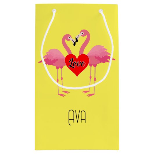 Pink Flamingo Liebe Design - Geschenktasche - Klei Kleine Geschenktüte (Rückseite)