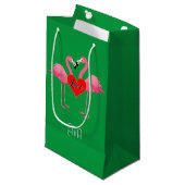 Pink Flamingo Liebe Design - Geschenktasche - Klei Kleine Geschenktüte (Vorderseite Schrägansicht)