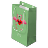 Pink Flamingo Liebe Design - Geschenktasche - Klei Kleine Geschenktüte (Rückseite Schrägansicht)