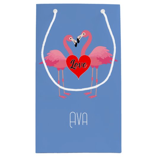 Pink Flamingo Liebe Design - Geschenktasche - Klei Kleine Geschenktüte (Rückseite)