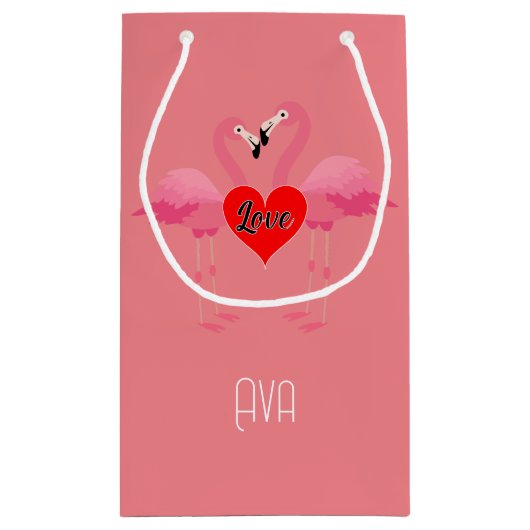 Pink Flamingo Liebe Design - Geschenktasche - Klei Kleine Geschenktüte (Rückseite)