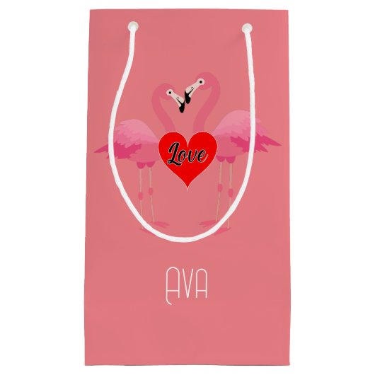 Pink Flamingo Liebe Design - Geschenktasche - Klei Kleine Geschenktüte (Vorderseite)