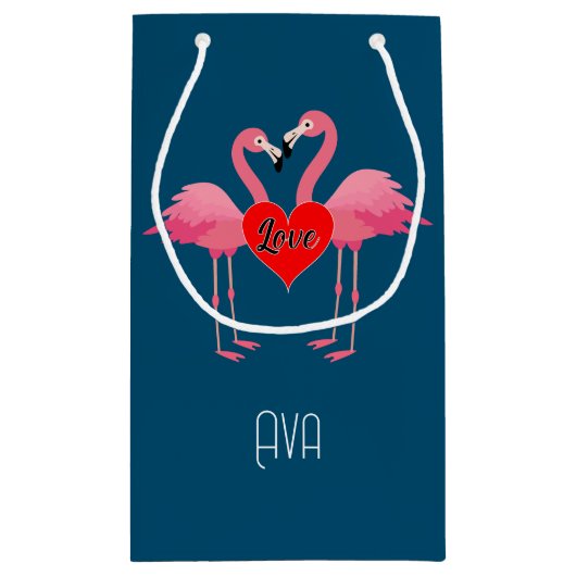 Pink Flamingo Liebe Design - Geschenktasche - Klei Kleine Geschenktüte (Rückseite)