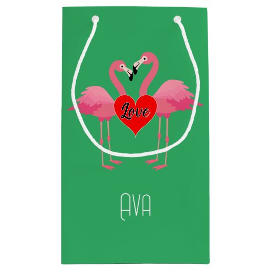 Pink Flamingo Liebe Design - Geschenktasche - Klei Kleine Geschenktüte (Rückseite)