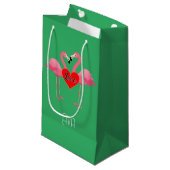 Pink Flamingo Liebe Design - Geschenktasche - Klei Kleine Geschenktüte (Vorderseite Schrägansicht)