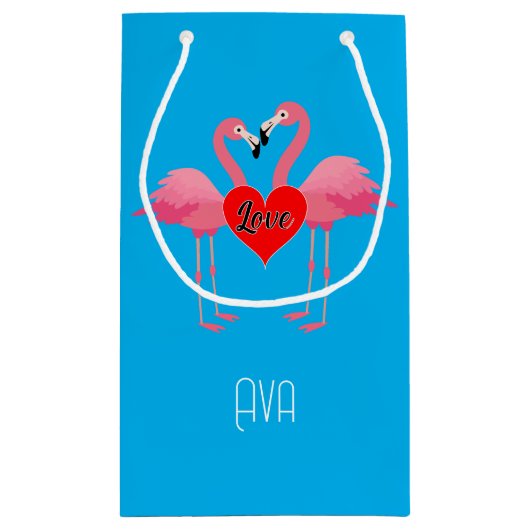 Pink Flamingo Liebe Design - Geschenktasche - Klei Kleine Geschenktüte (Rückseite)