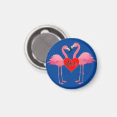 Pink Flamingo Liebe Design - Magnet: Circle Magnet (Vorderseite/Rückseite)