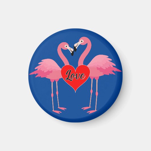 Pink Flamingo Liebe Design - Magnet: Circle Magnet (Vorne)