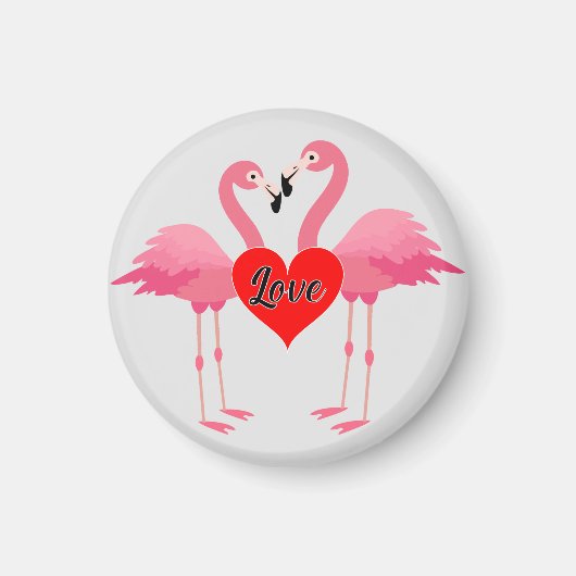 Pink Flamingo Liebe Design - Magnet: Circle Magnet (Vorne)