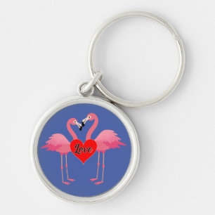 Pink Flamingo Liebe Design - Premium Round Schlüss Schlüsselanhänger