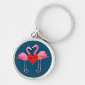 Pink Flamingo Liebe Design - Premium Round Schlüss Schlüsselanhänger (Vorne)