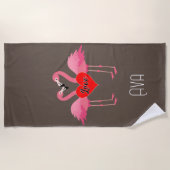 Pink Flamingo Liebe Design - Strandtuch (Vorderseite)