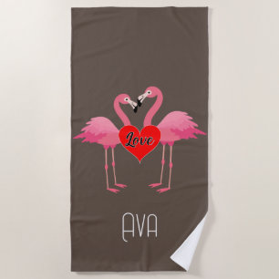 Pink Flamingo Liebe Design - Strandtuch