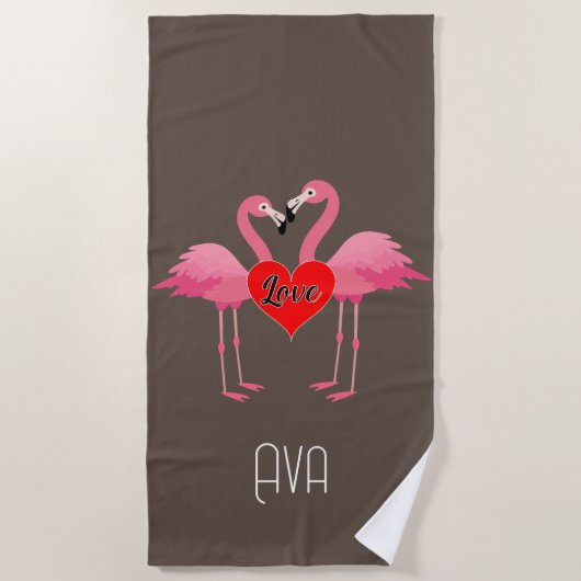 Pink Flamingo Liebe Design - Strandtuch (Vorderseite)