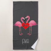 Pink Flamingo Liebe Design - Strandtuch (Vorderseite)