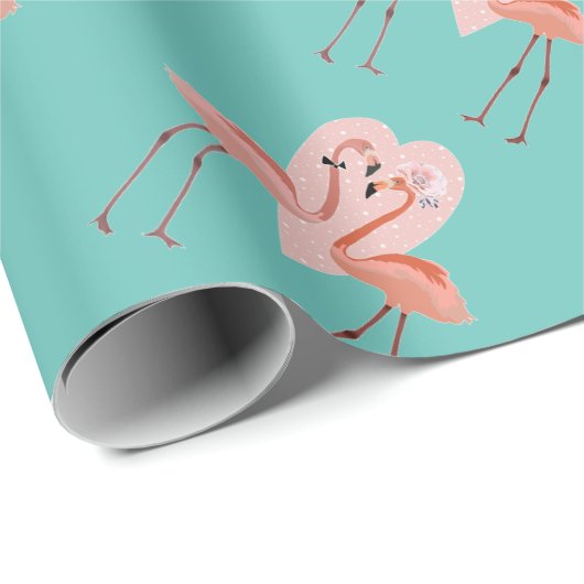 Pink Flamingo Liebe Geschenkpapier (Rolleneckpunkt)