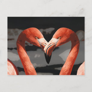Pink Flamingo Liebe Herz Form Valentinstag Feiertagspostkarte