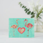 Pink Flamingo Liebe Postkarte (Stehend Vorderseite)