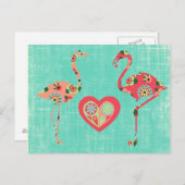 Pink Flamingo Liebe Postkarte (Vorne/Hinten)