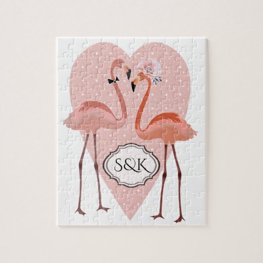 Pink Flamingo Liebe Puzzle (Vertikal)