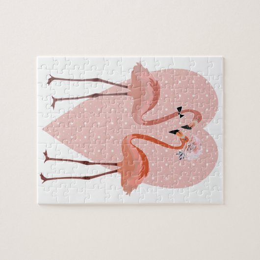Pink Flamingo Liebe Puzzle (Horizontal)