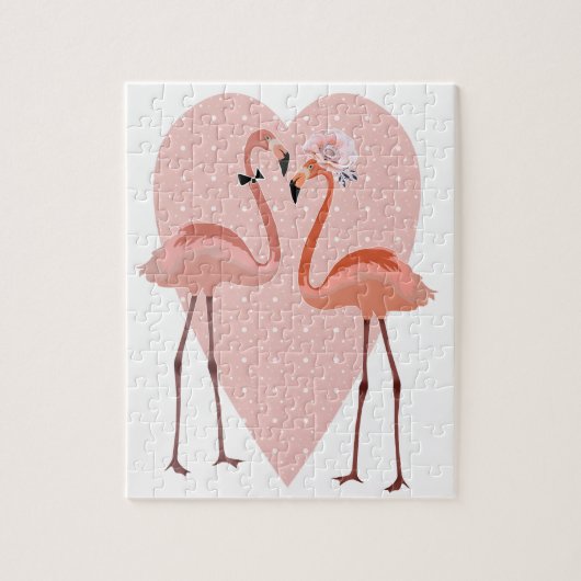 Pink Flamingo Liebe Puzzle (Vertikal)