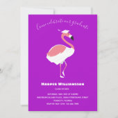 Pink Flamingo Lila Animal Abschluss Einladung (Vorderseite)